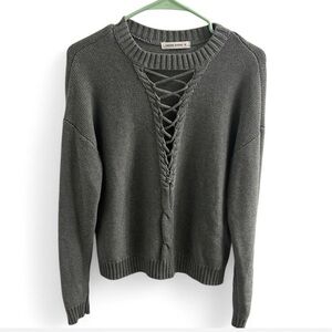 Oxford Sunday Sweater with Lace-Up Detail